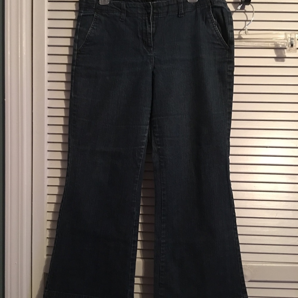 Dark wash flare leg dress jeans